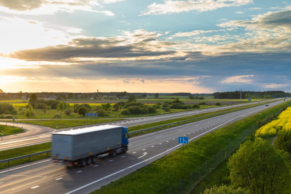 Truck,On,Highway,In,Beautiful,Summer,Landscape