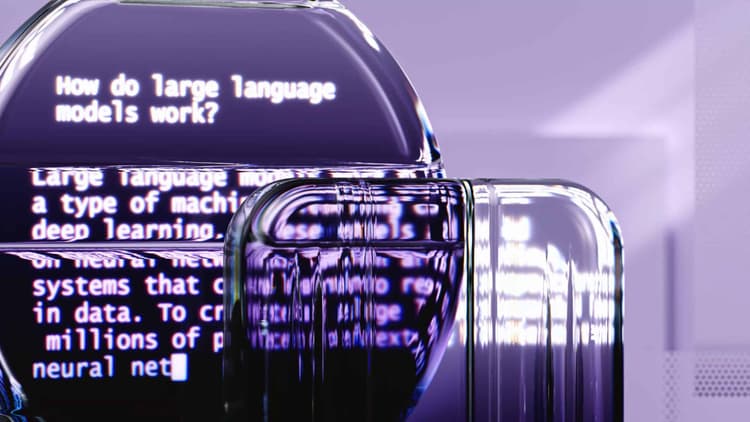 Abstracte afbeelding die de werking van AI en large language models (LLM's) verbeeldt