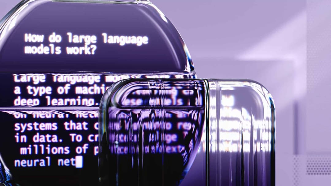 Abstracte afbeelding die de werking van AI en large language models (LLM's) verbeeldt
